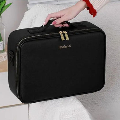 Дорожня косметичка з LED дзеркалом (26х23х11см), Чорна / Органайзер валіза для косметики