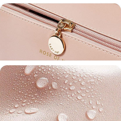 Косметичка з повним доступом з екошкіри (23,5х13х13 см), Рожева / Дорожня жіноча сумка-косметичка