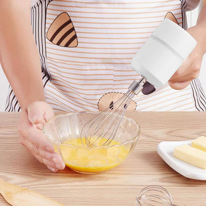Акумуляторний міксер з 2 насадками Portable mixer, від USB, Білий / Ручний міксер / Бездротовий міксер