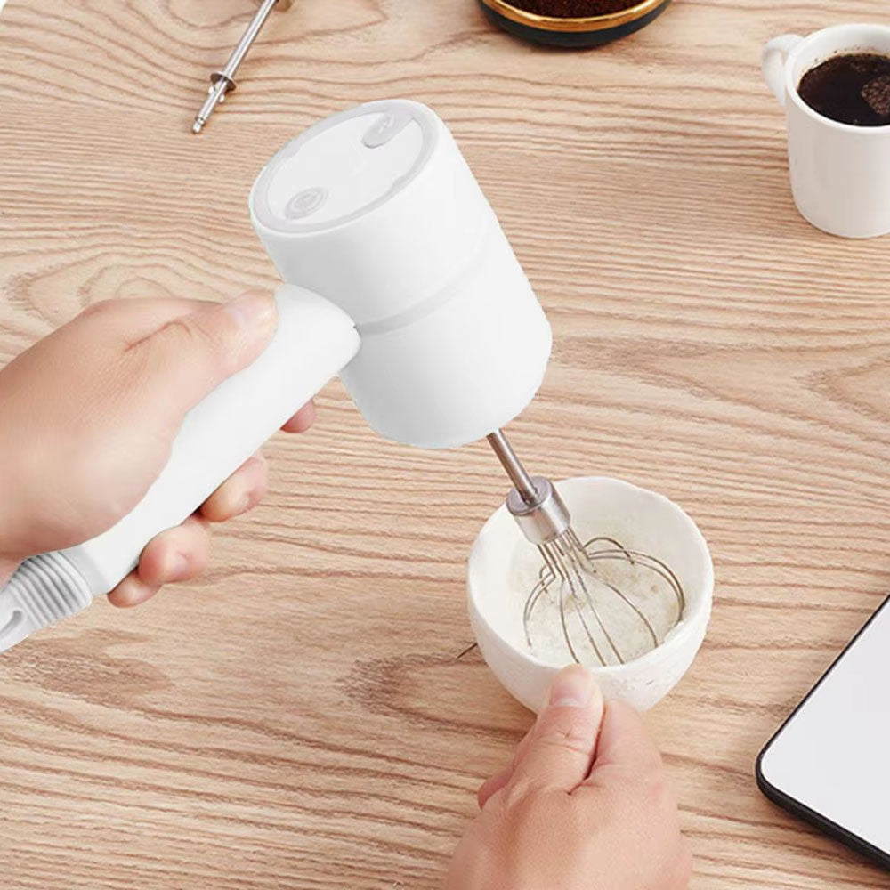 Акумуляторний міксер з 2 насадками Portable mixer, від USB, Білий / Ручний міксер / Бездротовий міксер
