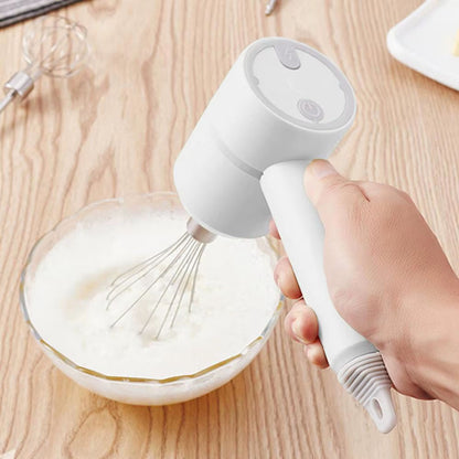 Акумуляторний міксер з 2 насадками Portable mixer, від USB, Білий / Ручний міксер / Бездротовий міксер