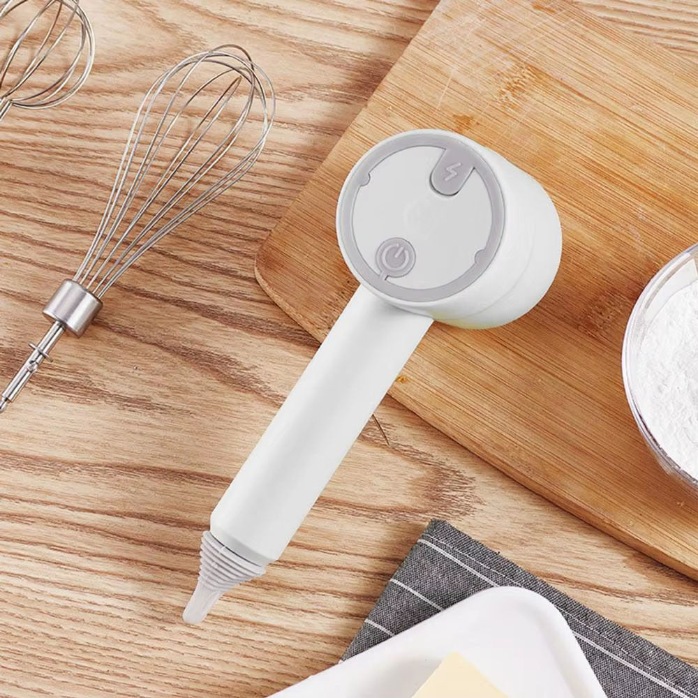 Акумуляторний міксер з 2 насадками Portable mixer, від USB, Білий / Ручний міксер / Бездротовий міксер