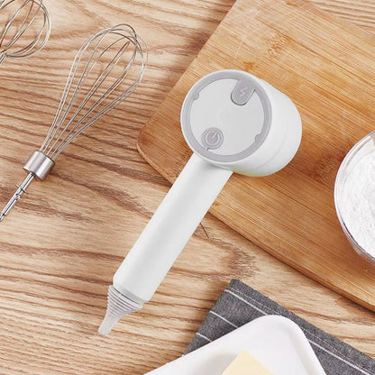 Акумуляторний міксер з 2 насадками Portable mixer, від USB, Білий / Ручний міксер / Бездротовий міксер