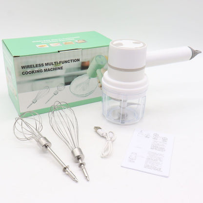 Акумуляторний міксер з 2 насадками Portable mixer, від USB, Білий / Ручний міксер / Бездротовий міксер