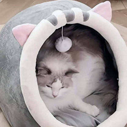 Будиночок лежанка для кота з іграшкою 40x40x32см, до 7кг / Ліжко для кота / М'яка лежанка для кота