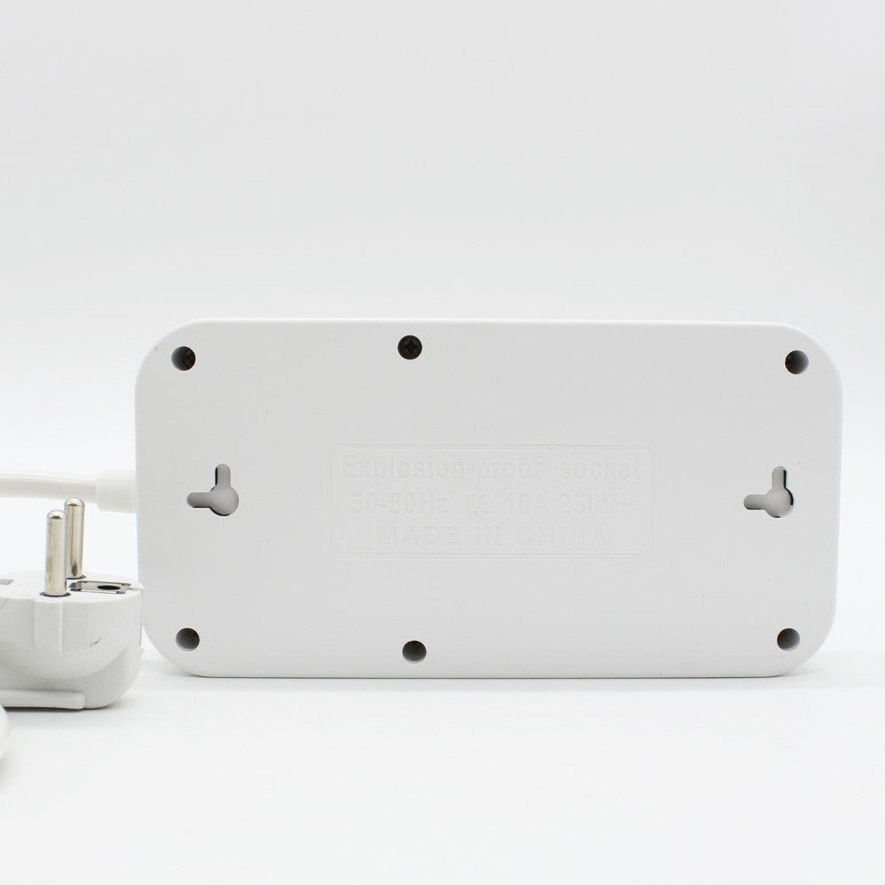 Мережевий фільтр-подовжувач 2м (3х220В+4хUSB+1хType-C), F09U, Білий / Електрична переноска з вимикачем