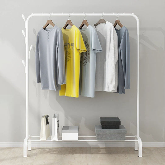 Підлогова вішалка для одягу з полицею для взуття 157х91х44см, Білий / Стійка для одягу / Вішалка в передпокій