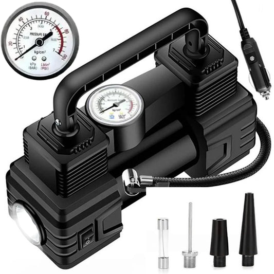 Автомобільний компресор 12В з насадками, 120 Вт / Компресор повітряний / Портативний автокомпресор