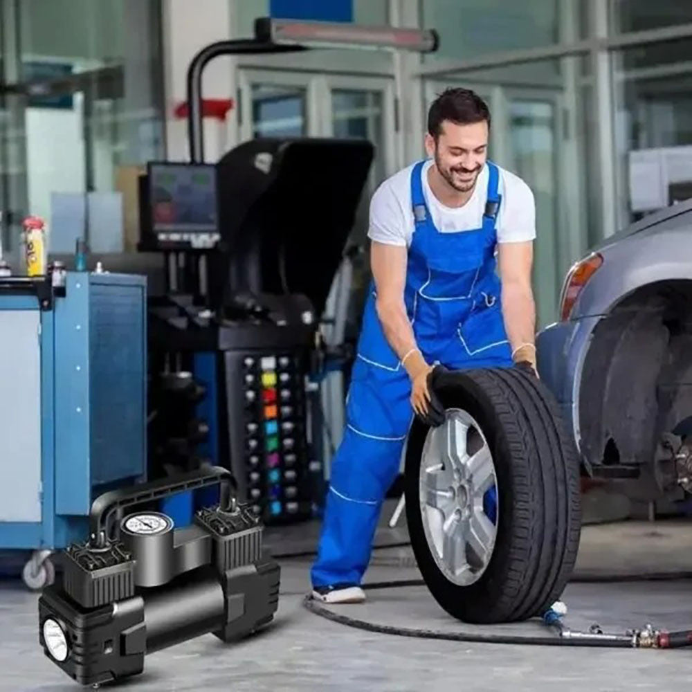 Автомобільний компресор 12В з насадками, 120 Вт / Компресор повітряний / Портативний автокомпресор