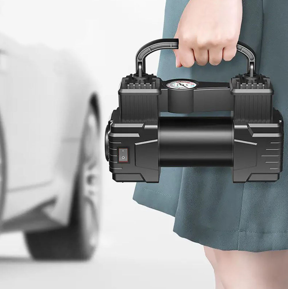 Автомобільний компресор 12В з насадками, 120 Вт / Компресор повітряний / Портативний автокомпресор