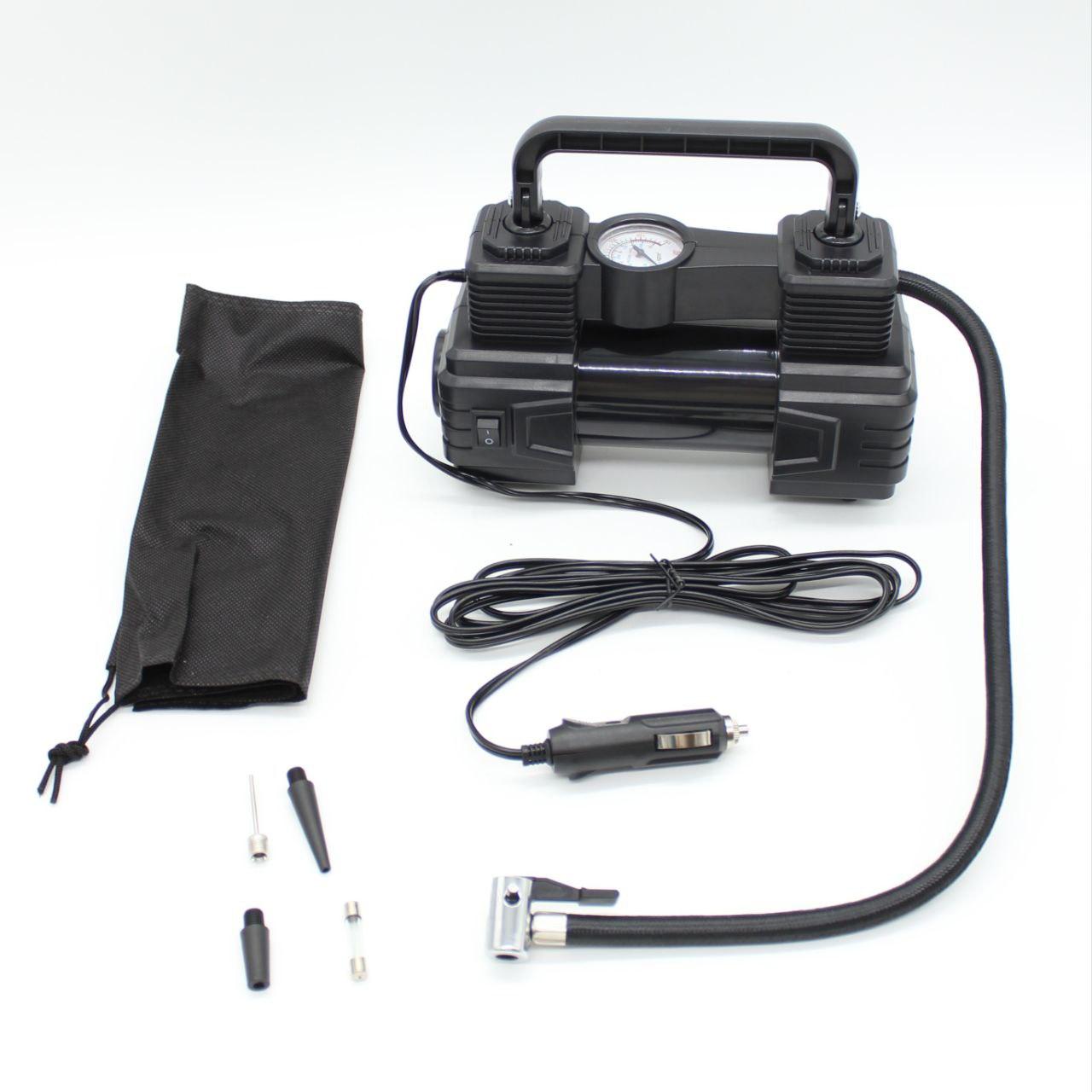 Автомобільний компресор 12В з насадками, 120 Вт / Компресор повітряний / Портативний автокомпресор