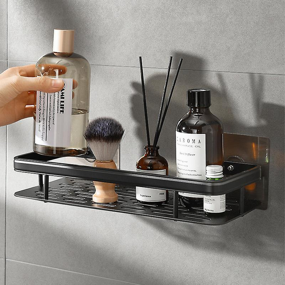 Металева полиця для ванної (30х13х4,5 см) Bathroom shelf, Чорна / Настінна полиця у ванну, кухню