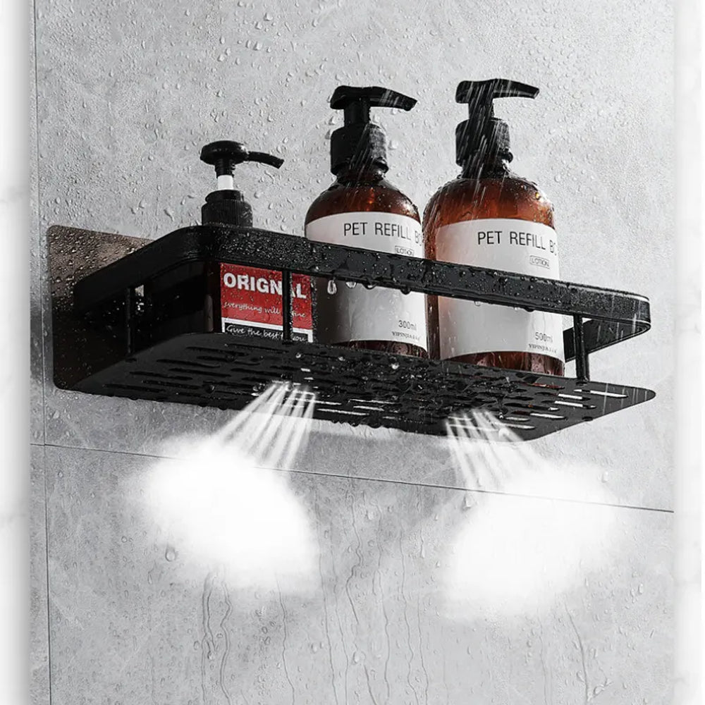 Металева полиця для ванної (30х13х4,5 см) Bathroom shelf, Чорна / Настінна полиця у ванну, кухню