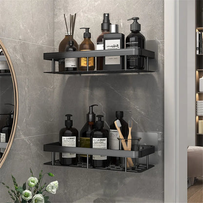 Металева полиця для ванної (30х13х4,5 см) Bathroom shelf, Чорна / Настінна полиця у ванну, кухню