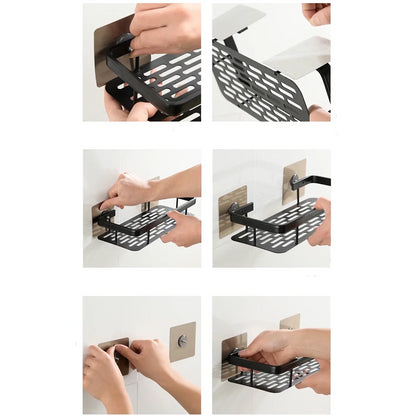 Металева полиця для ванної (30х13х4,5 см) Bathroom shelf, Чорна / Настінна полиця у ванну, кухню