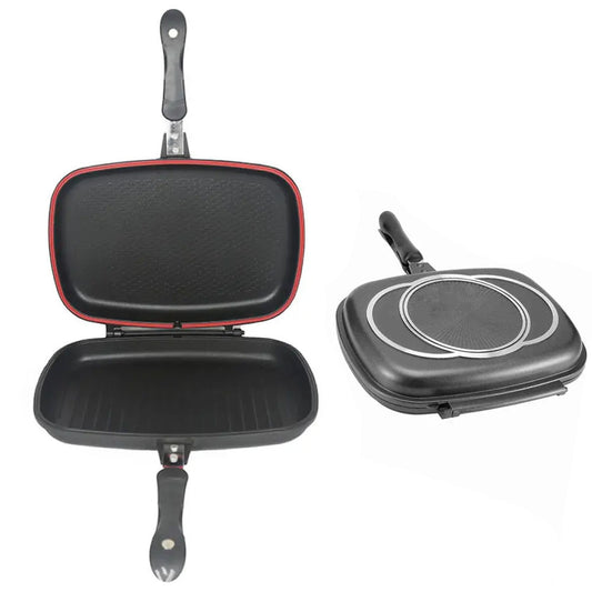 Подвійна гриль-сковорода 32 см / Гриль-сковорода антипригарна / Антипригарна сковорода