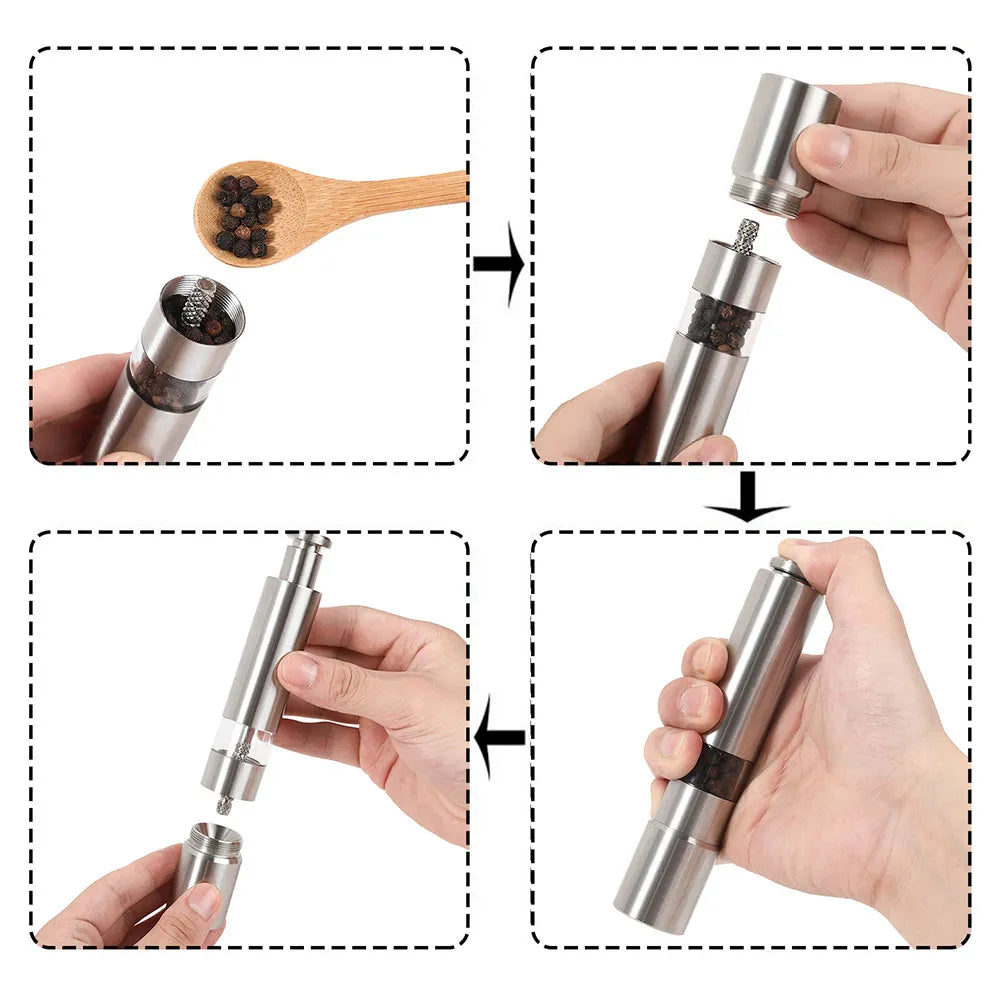 Млин для солі та перцю XL-552, з нержавіючої сталі / Подрібнювач спецій / Ручний механічний млин