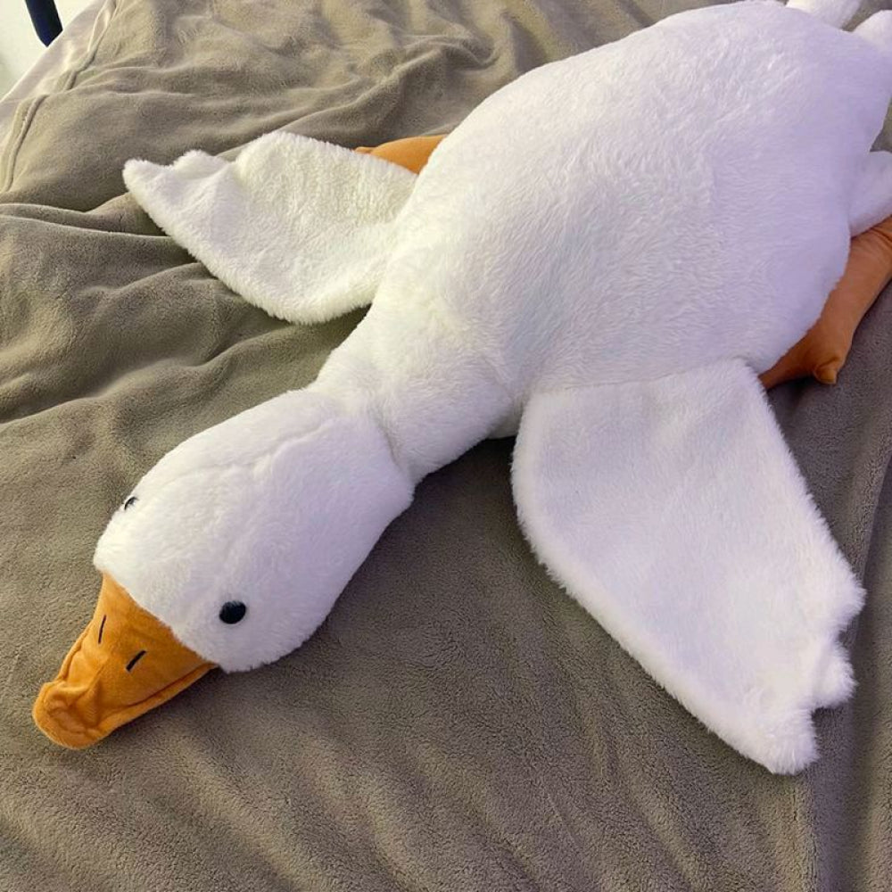 Плюшева іграшка Гусак 70 см, EL-2117-3, Білий / Подушка обіймашка качка / Іграшковий м'який довгий гусак