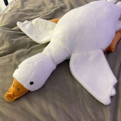 Плюшева іграшка Гусак 70 см, EL-2117-3, Білий / Подушка обіймашка качка / Іграшковий м'який довгий гусак