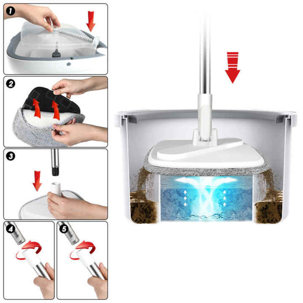 Швабра з відром для миття підлоги, з віджиманням, Mop with bucket K10 / Комплект для прибирання / Складна швабра