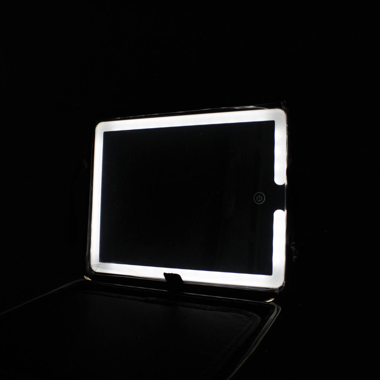 Дорожня косметичка з LED дзеркалом (26х23х11см), Рожева / Органайзер валіза для косметики