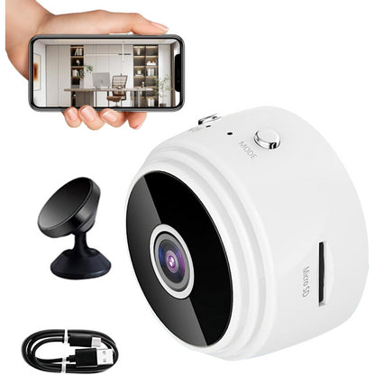 Бездротова міні камера IP з WiFi та датчиком руху FullHD 1080, A9, Біла / Відеокамера USB