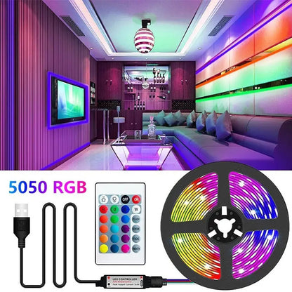 Світлодіодна стрічка з пультом 5 м, від USB, TV LED Strip CB-5050 / Силіконова самоклеюча led стрічка для тв