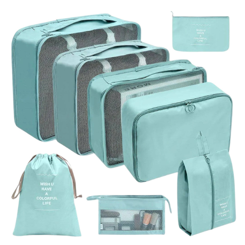 Дорожній набір органайзерів (8 шт), бірюзовий / Набір дорожніх органайзерів