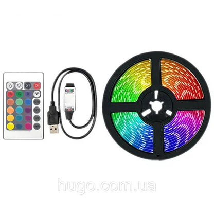 Світлодіодна стрічка з пультом 5 м, від USB, TV LED Strip CB-5050 / Силіконова самоклеюча led стрічка для тв