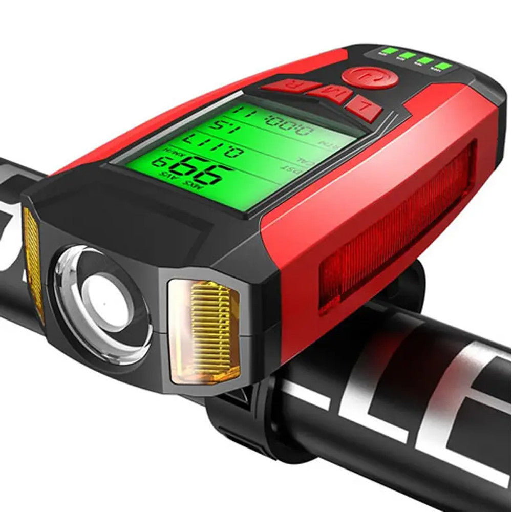 Велосипедний ліхтар з комп'ютером та сигналізацією, USB, AS0808 / Акумуляторний велокомп'ютер / Велофара
