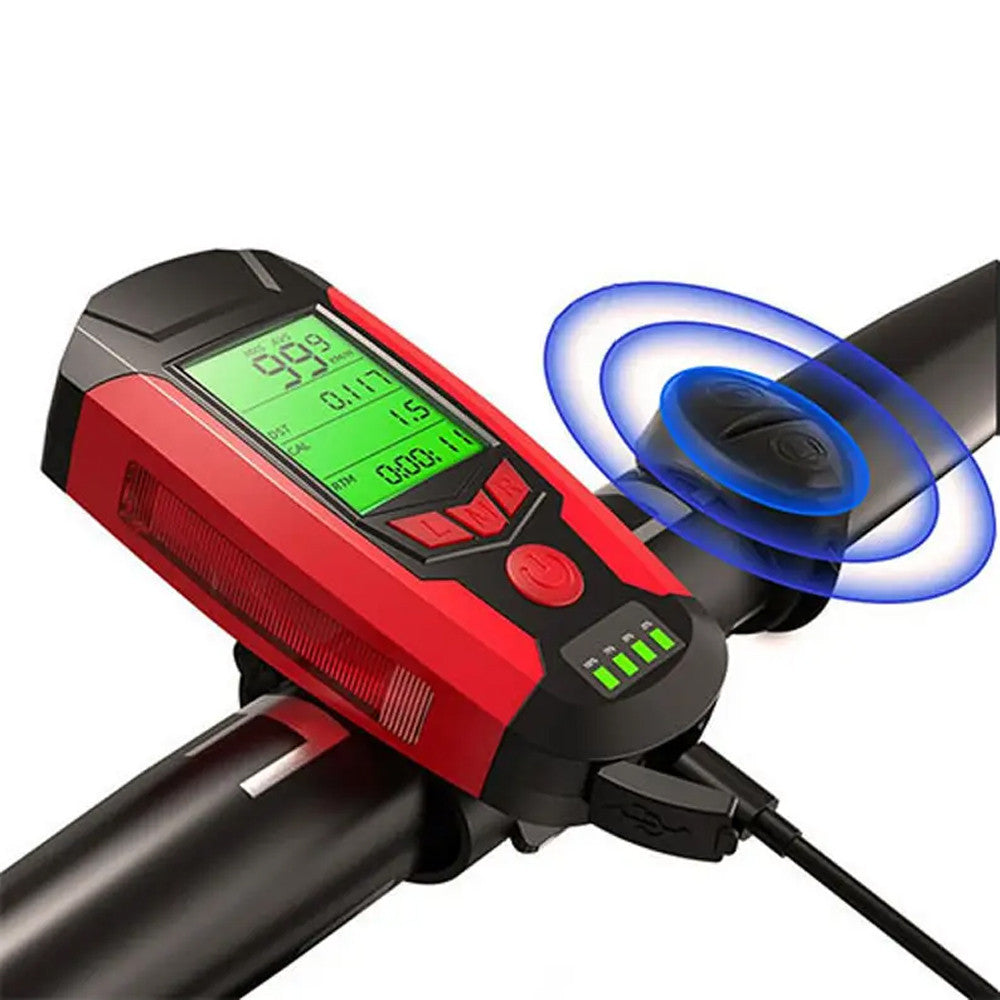 Велосипедний ліхтар з комп'ютером та сигналізацією, USB, AS0808 / Акумуляторний велокомп'ютер / Велофара