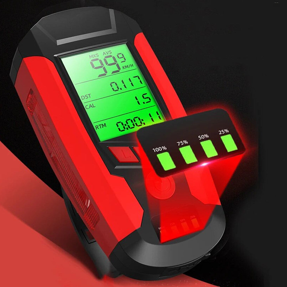 Велосипедний ліхтар з комп'ютером та сигналізацією, USB, AS0808 / Акумуляторний велокомп'ютер / Велофара