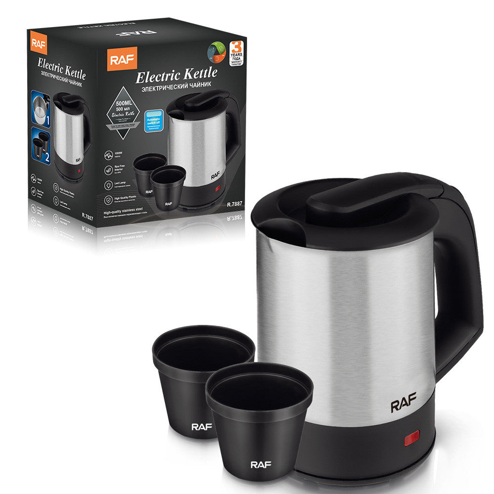 Компактний туристичний чайник із двома чашками RAF R7887 / Міні-чайник електричний