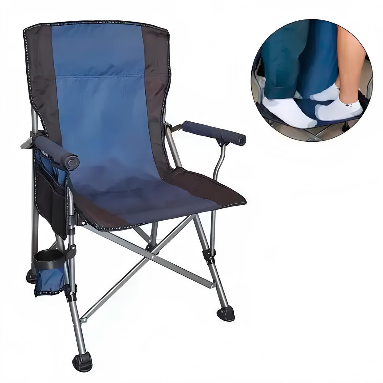 Складаний стілець із підлокітниками (95х60х58 см), HX-64-1, Синій / Рибальський стілець-крісло / Крісло для пікніка