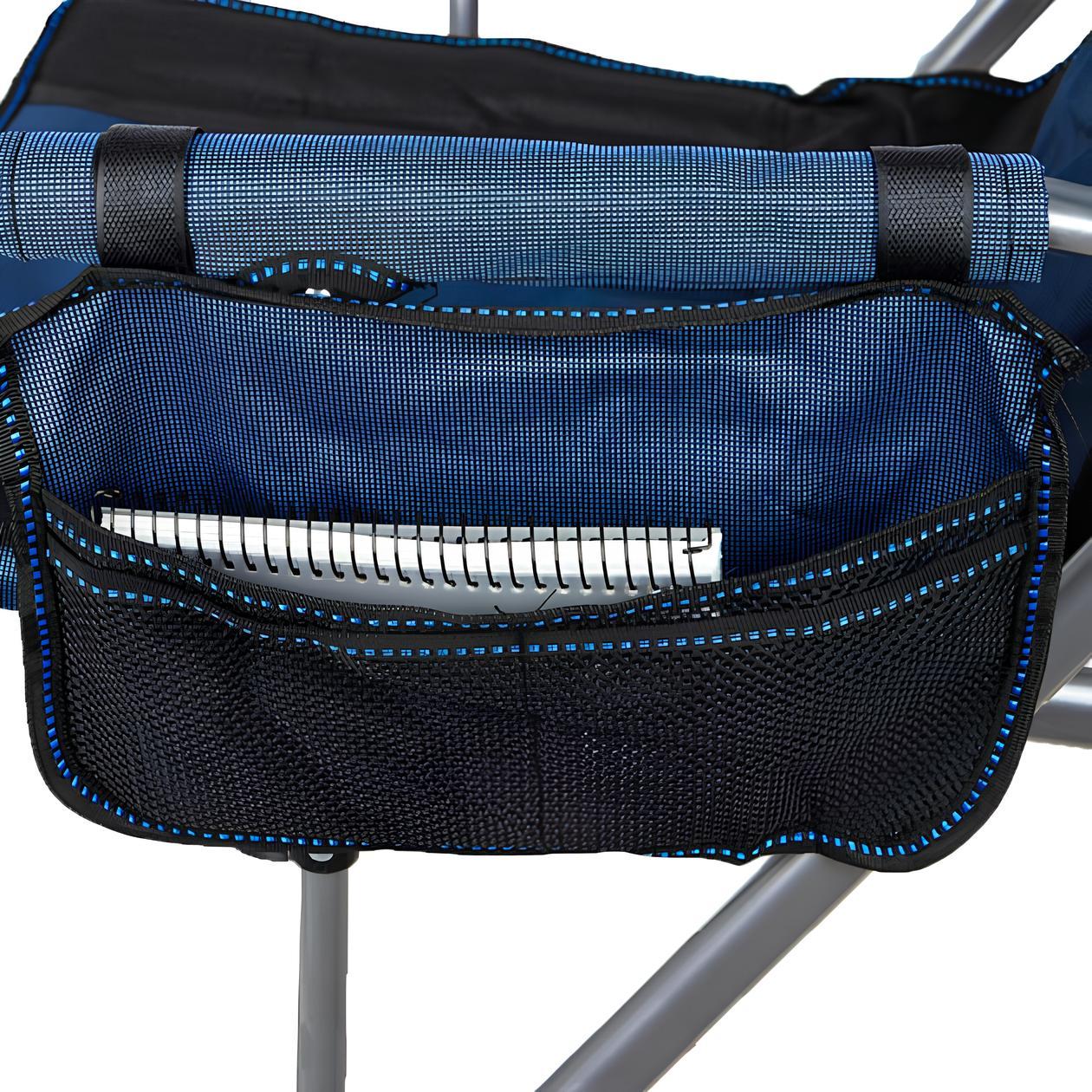 Складаний стілець із підлокітниками (95х60х58 см), HX-64-1, Синій / Рибальський стілець-крісло / Крісло для пікніка