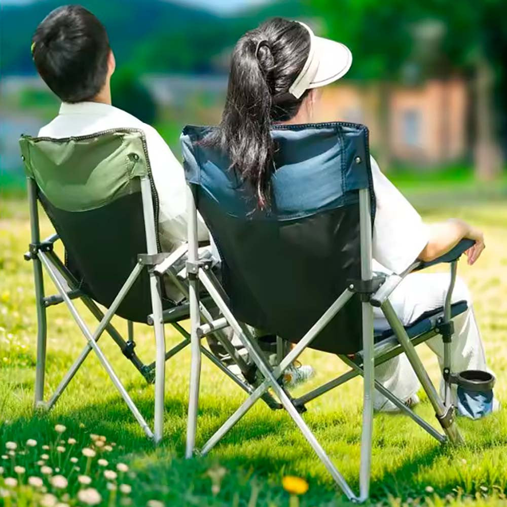 Складаний стілець із підлокітниками (95х60х58 см), HX-64-1, Синій / Рибальський стілець-крісло / Крісло для пікніка