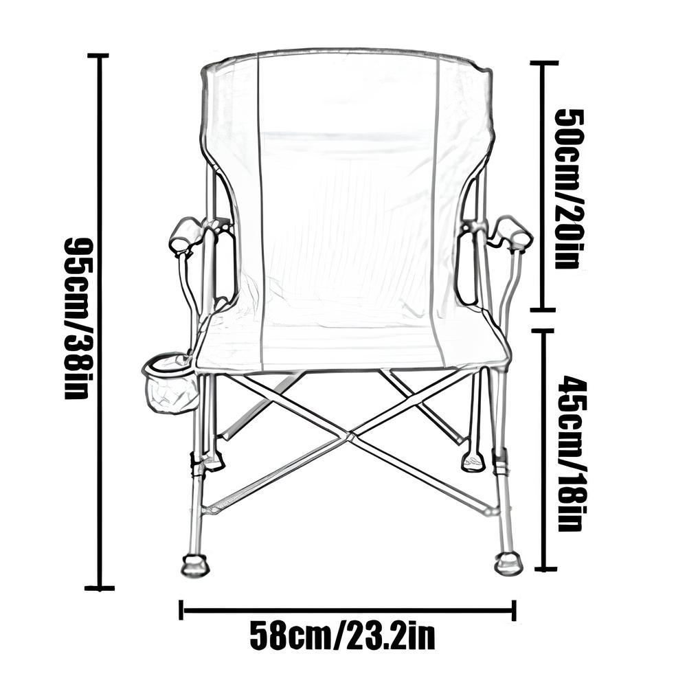 Складаний стілець із підлокітниками (95х60х58 см), HX-64-1, Синій / Рибальський стілець-крісло / Крісло для пікніка