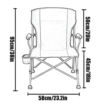 Складаний стілець із підлокітниками (95х60х58 см), HX-64-1, Синій / Рибальський стілець-крісло / Крісло для пікніка