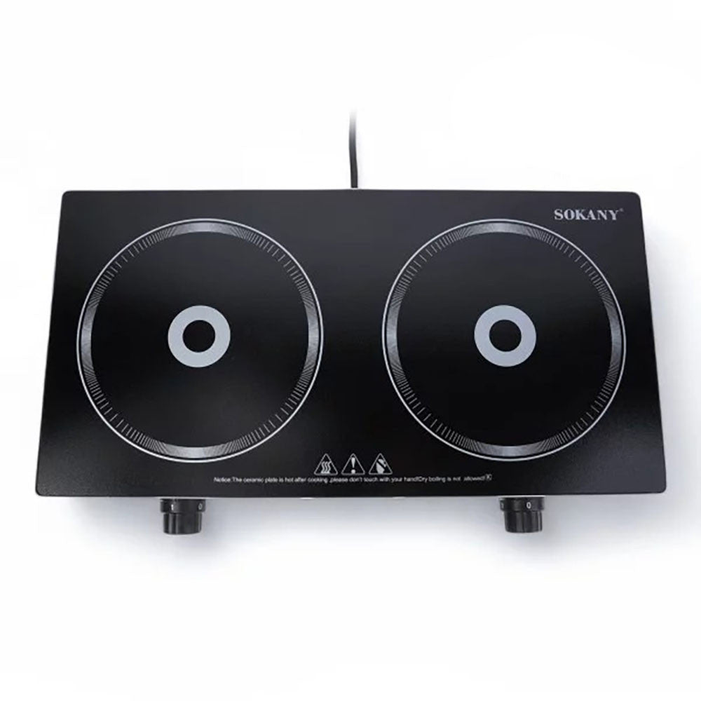 Індукційна варильна панель Sokany SK-224 (2 конфорки, 2400Вт) / Інфрачервона електроплита /Інфрачервона кухонна панель
