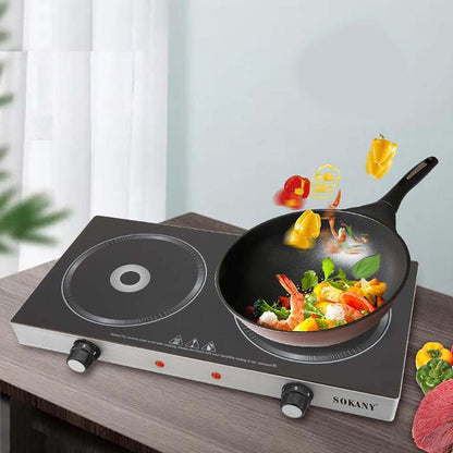 Індукційна варильна панель Sokany SK-224 (2 конфорки, 2400Вт) / Інфрачервона електроплита /Інфрачервона кухонна панель