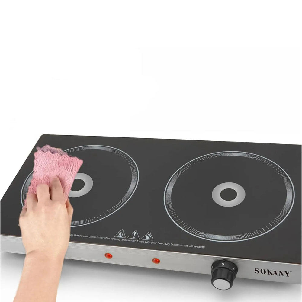 Індукційна варильна панель Sokany SK-224 (2 конфорки, 2400Вт) / Інфрачервона електроплита /Інфрачервона кухонна панель