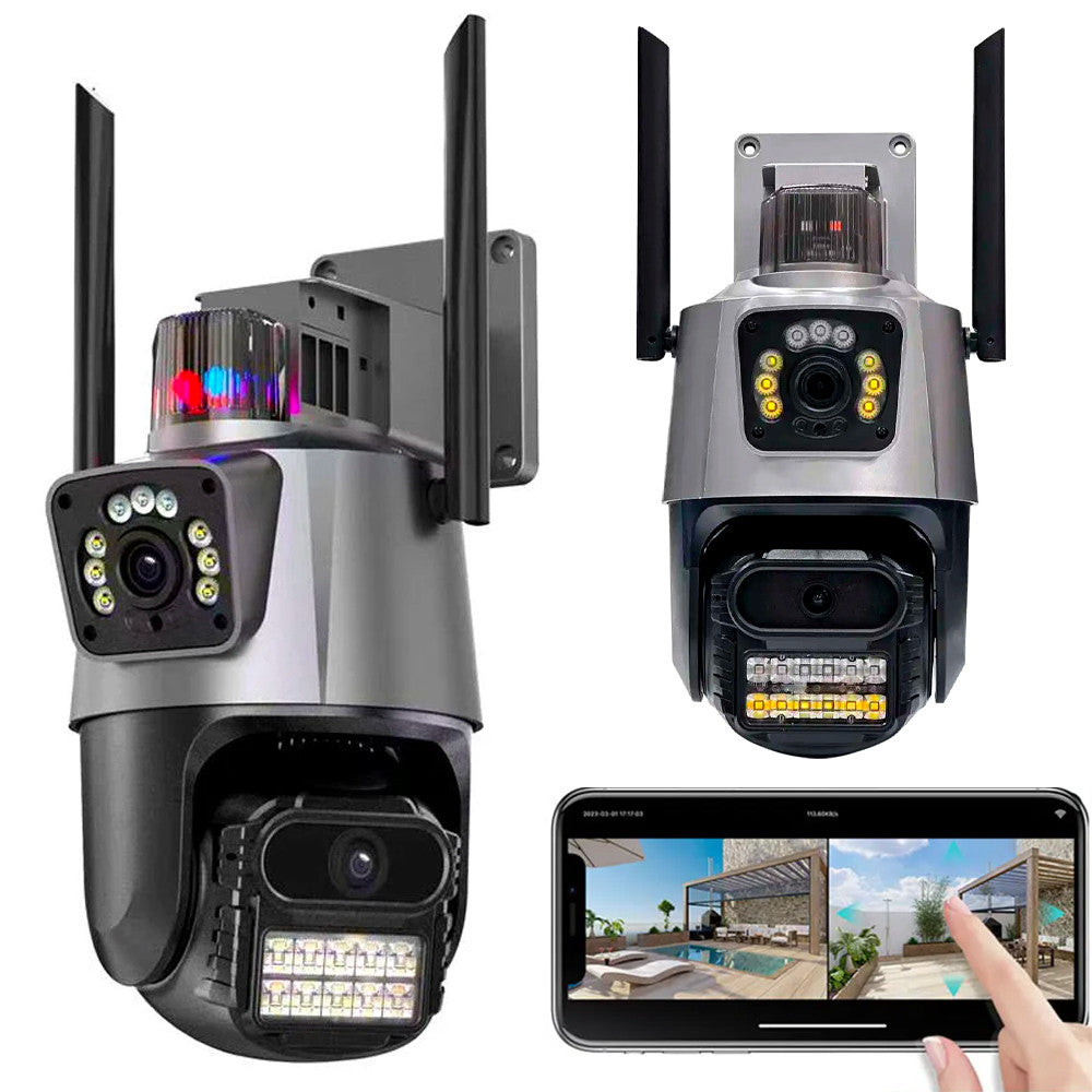 Вулична охоронна WIFI камера відеоспостереження 6MP, Dual Lens / Поворотна камера спостереження із сиреною