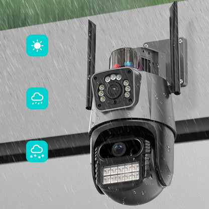 Вулична охоронна WIFI камера відеоспостереження 6MP, Dual Lens / Поворотна камера спостереження із сиреною
