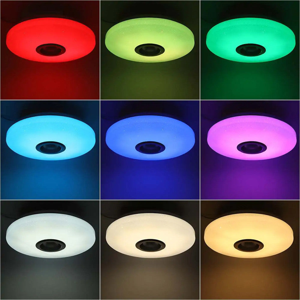 Світильник стельовий 60W, 38см RGB Lamp з Bluetooth колонкою / Кругла LED люстра з пультом керування