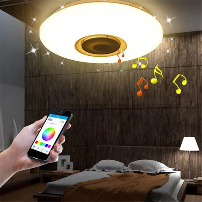 Світильник стельовий 60W, 38см RGB Lamp з Bluetooth колонкою / Кругла LED люстра з пультом керування