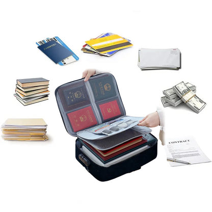 Дорожня сумка органайзер для зберігання документів 37х10,5х27 см, з кодовим замком, Home Cleaning, Чорна