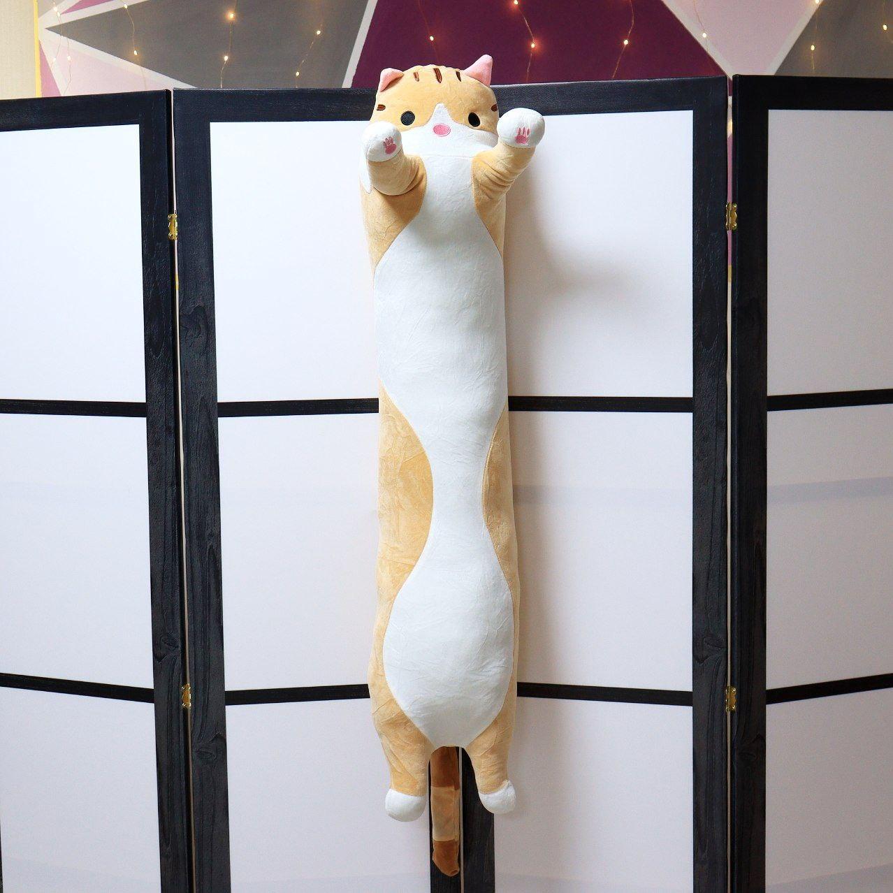 М'яка іграшка подушка Кіт Батон, 130 см, Коричнева / Подушка обіймашка / М'яка іграшка антистрес