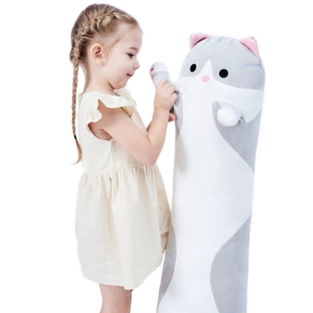 М'яка іграшка подушка Кіт Батон, 130 см, Сіра / Подушка обіймашка / М'яка іграшка антистрес