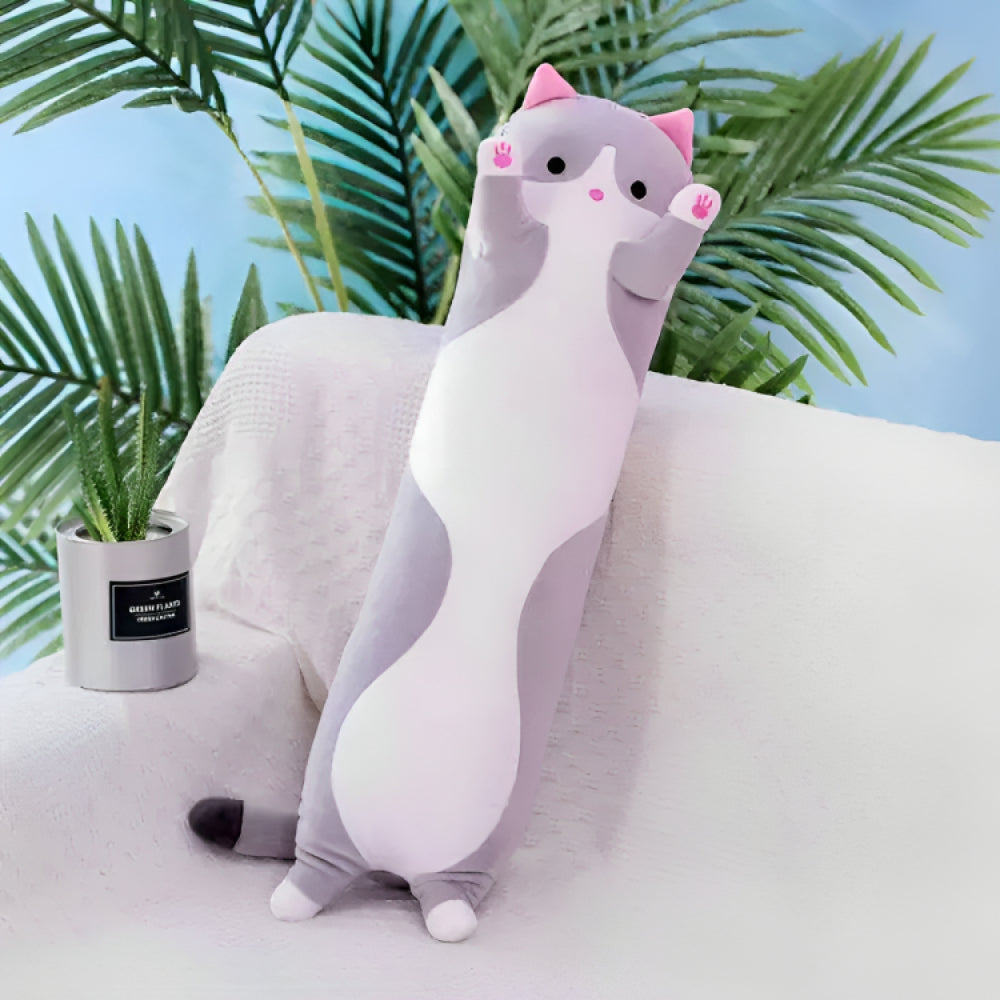 М'яка іграшка подушка Кіт Батон, 130 см, Сіра / Подушка обіймашка / М'яка іграшка антистрес