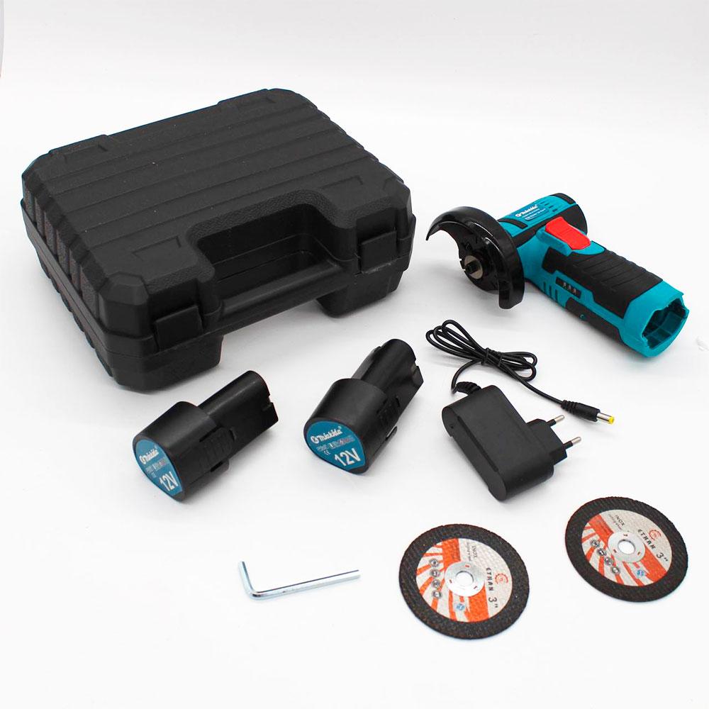 Акумуляторна болгарка 12V у валізі, 2 акумулятори, W-153-7 / Електроболгарка / Міні болгарка